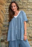 Lina Linen Blend Smock Over Shirt Washed Navy